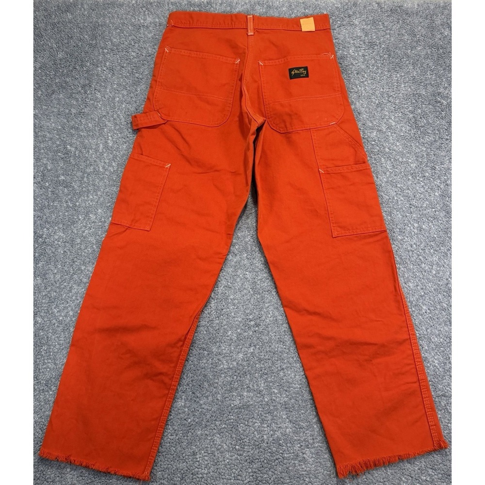 VTG Stan Ray Carpenter Pants Size 30x29 RARE Bright Orange Workwear Made in USA - Picture 2 of 7